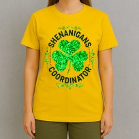 Funny St Patrick's Day Shenanigans Coordinator Lucky Shamrock Clover T-Shirt