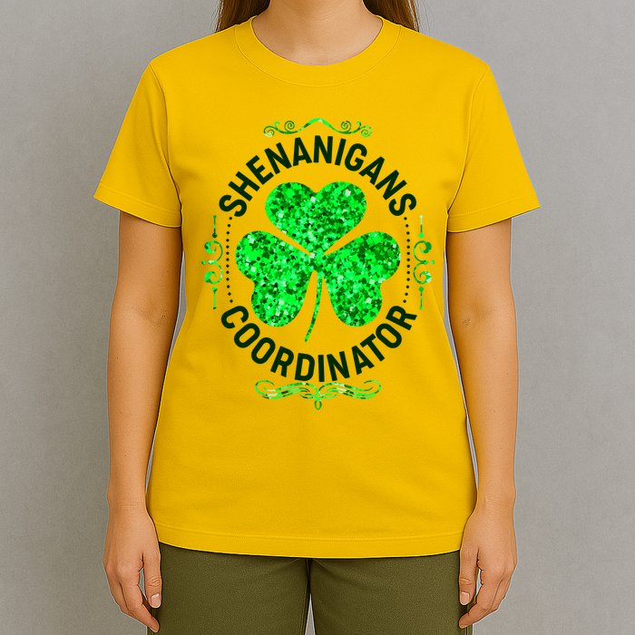 Funny St Patrick's Day Shenanigans Coordinator Lucky Shamrock Clover T-Shirt