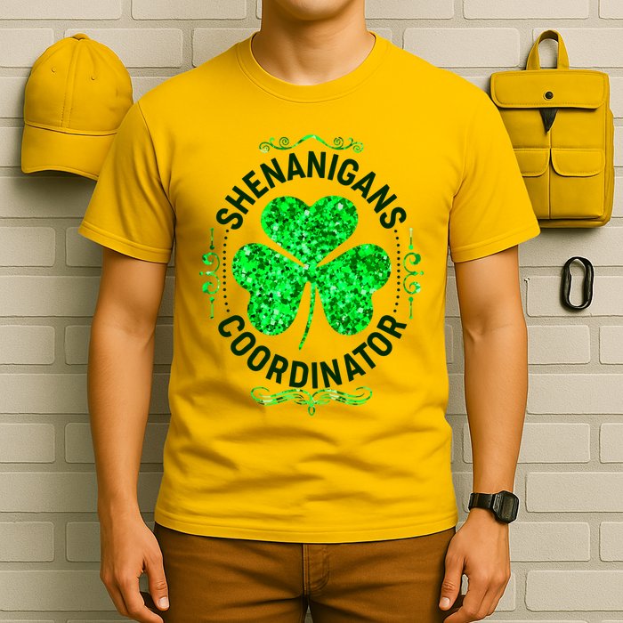 Funny St Patrick's Day Shenanigans Coordinator Lucky Shamrock Clover T-Shirt