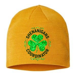 Funny St Patrick's Day Shenanigans Coordinator Lucky Shamrock Clover Sustainable Beanie