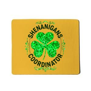 Funny St Patrick's Day Shenanigans Coordinator Lucky Shamrock Clover Mousepad