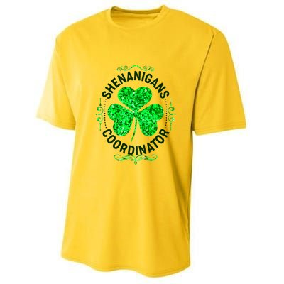 Funny St Patrick's Day Shenanigans Coordinator Lucky Shamrock Clover Youth Performance Sprint T-Shirt