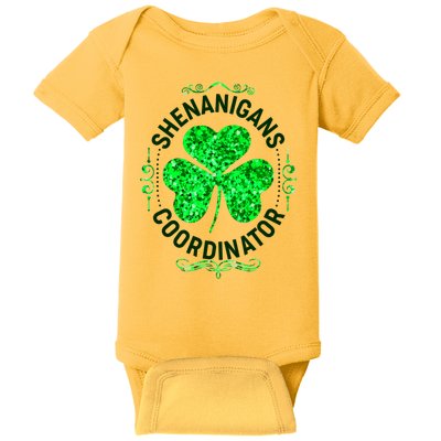Funny St Patrick's Day Shenanigans Coordinator Lucky Shamrock Clover Baby Bodysuit