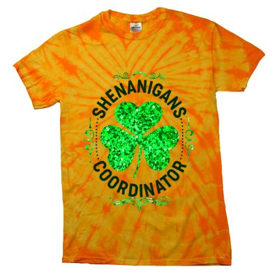 Funny St Patrick's Day Shenanigans Coordinator Lucky Shamrock Clover Tie-Dye T-Shirt