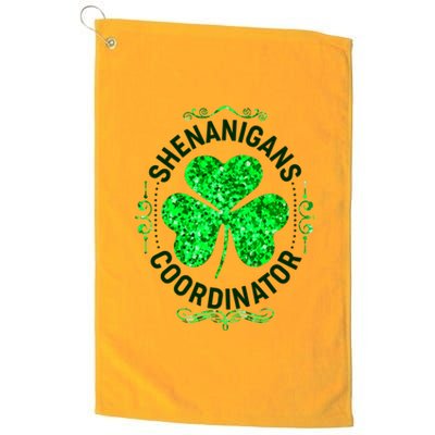 Funny St Patrick's Day Shenanigans Coordinator Lucky Shamrock Clover Platinum Collection Golf Towel