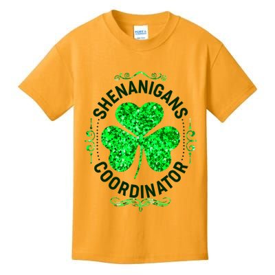 Funny St Patrick's Day Shenanigans Coordinator Lucky Shamrock Clover Kids T-Shirt