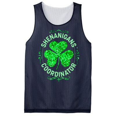 Funny St Patrick's Day Shenanigans Coordinator Lucky Shamrock Clover Mesh Reversible Basketball Jersey Tank