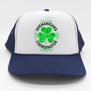 Funny St Patrick's Day Shenanigans Coordinator Lucky Shamrock Clover Trucker Hat