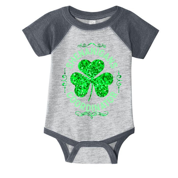 Funny St Patrick's Day Shenanigans Coordinator Lucky Shamrock Clover Infant Baby Jersey Bodysuit