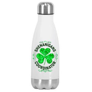 Funny St Patrick's Day Shenanigans Coordinator Lucky Shamrock Clover Stainless Steel Insulated Water Bottle