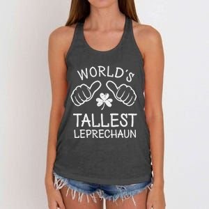 Funny St Patricks Day Gnome Worlds Tallest Leprechaun Women's Knotted Racerback Tank