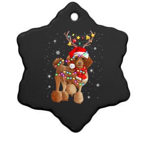 Funny Santa Poodle Claus Dog Christmas Decor Meaningful Gift Ceramic Star Ornament