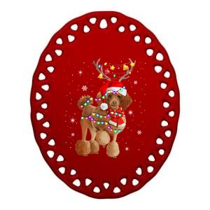 Funny Santa Poodle Claus Dog Christmas Decor Meaningful Gift Ceramic Oval Ornament