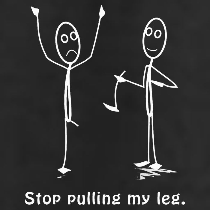 Funny Stop Pulling My Leg Stickman Costume Stick Figure 7 Panel Mesh Trucker Snapback Hat