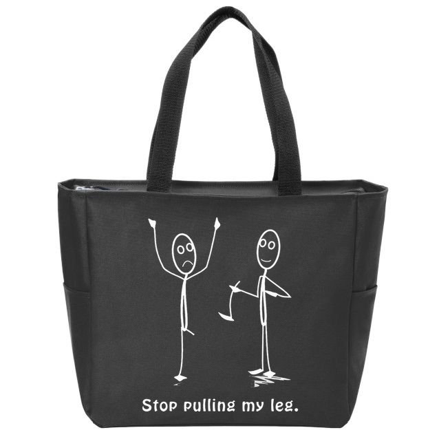 Funny Stop Pulling My Leg Stickman Costume Stick Figure Zip Tote Bag