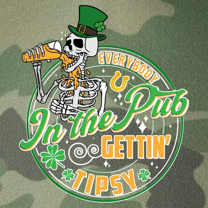 Funny St Patricks Day Everybody In The Pub Gettin Tipsy Skeleton Beer Legacy Tie Dye Trucker Hat