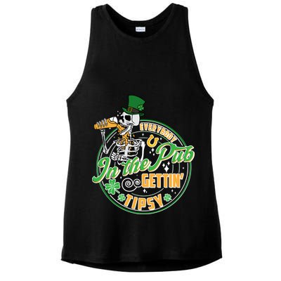 Funny St Patricks Day Everybody In The Pub Gettin Tipsy Skeleton Beer Ladies PosiCharge Tri-Blend Wicking Tank