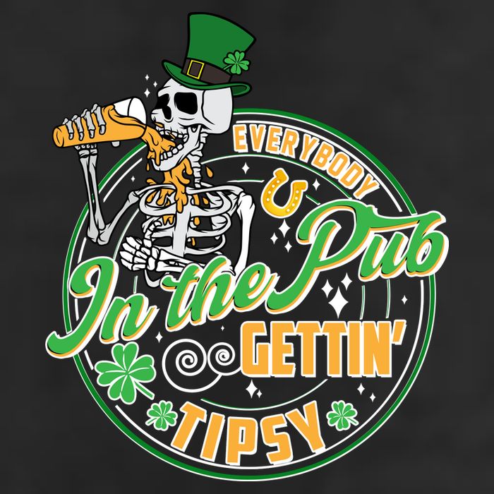 Funny St Patricks Day Everybody In The Pub Gettin Tipsy Skeleton Beer Garment-Dyed Fleece Hoodie