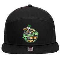 Funny St Patricks Day Everybody In The Pub Gettin Tipsy Skeleton Beer 7 Panel Mesh Trucker Snapback Hat
