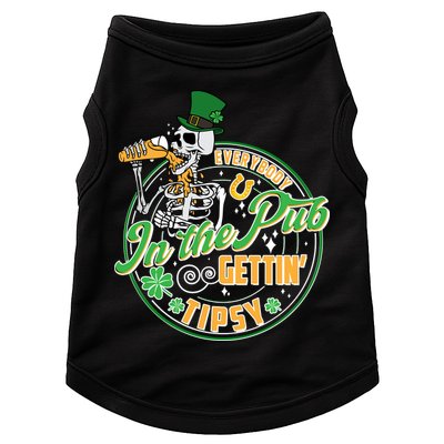 Funny St Patricks Day Everybody In The Pub Gettin Tipsy Skeleton Beer Doggie Tank