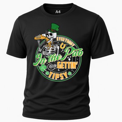 Funny St Patricks Day Everybody In The Pub Gettin Tipsy Skeleton Beer Performance Shirt
