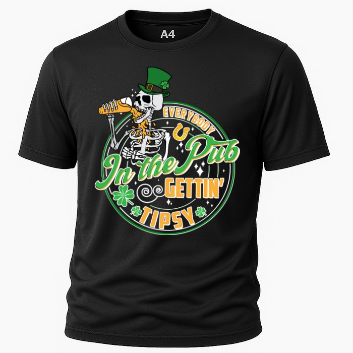 Funny St Patricks Day Everybody In The Pub Gettin Tipsy Skeleton Beer Performance Shirt
