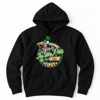 Funny St Patricks Day Everybody In The Pub Gettin Tipsy Skeleton Beer Hoodie
