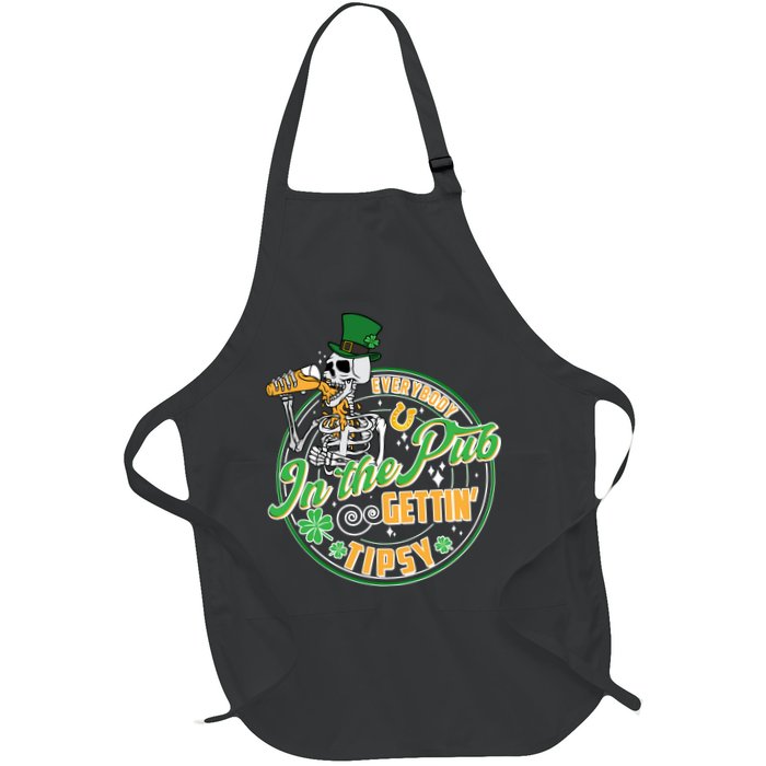 Funny St Patricks Day Everybody In The Pub Gettin Tipsy Skeleton Beer Apron