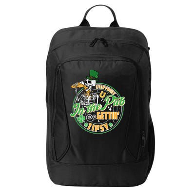 Funny St Patricks Day Everybody In The Pub Gettin Tipsy Skeleton Beer City Backpack