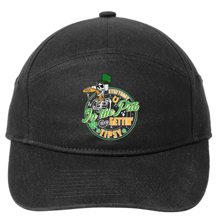 Funny St Patricks Day Everybody In The Pub Gettin Tipsy Skeleton Beer 7-Panel Snapback Hat