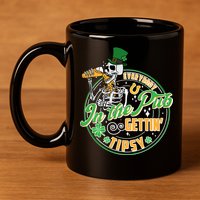 Funny St Patricks Day Everybody In The Pub Gettin Tipsy Skeleton Beer 11oz C Handle Ceramic Mug