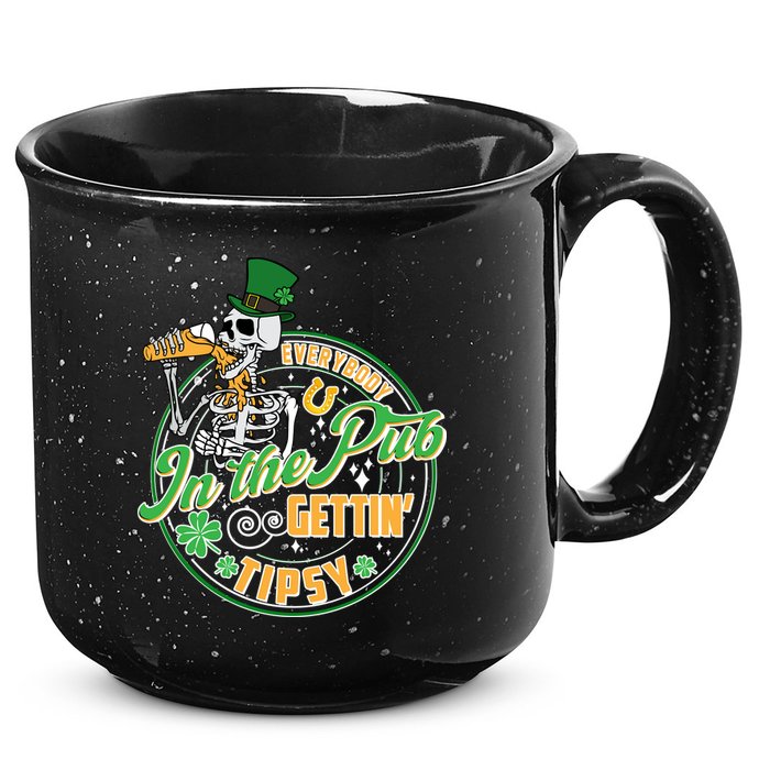 Funny St Patricks Day Everybody In The Pub Gettin Tipsy Skeleton Beer 15oz Campfire Ceramic Mug
