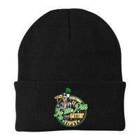 Funny St Patricks Day Everybody In The Pub Gettin Tipsy Skeleton Beer Beanie