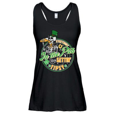 Funny St Patricks Day Everybody In The Pub Gettin Tipsy Skeleton Beer Ladies Essential Flowy Tank