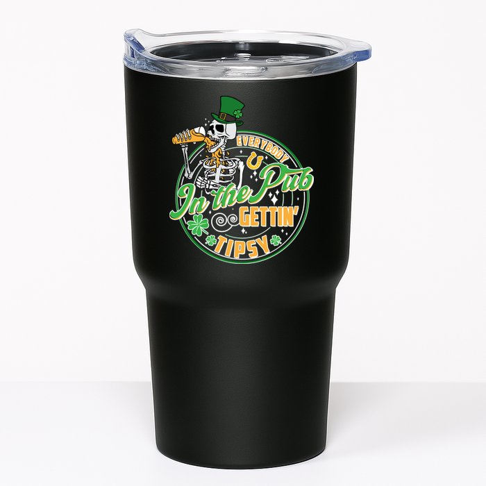 Funny St Patricks Day Everybody In The Pub Gettin Tipsy Skeleton Beer Tumbler