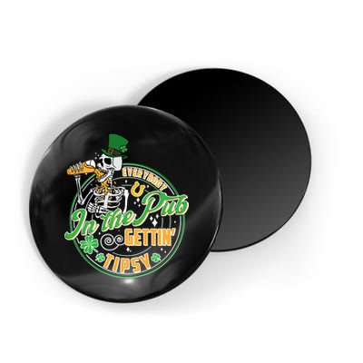 Funny St Patricks Day Everybody In The Pub Gettin Tipsy Skeleton Beer Magnet