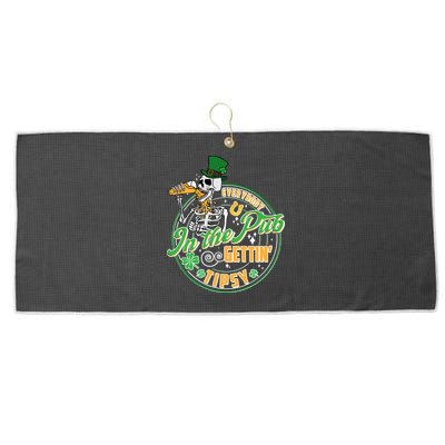 Funny St Patricks Day Everybody In The Pub Gettin Tipsy Skeleton Beer Large Microfiber Waffle Golf Towel