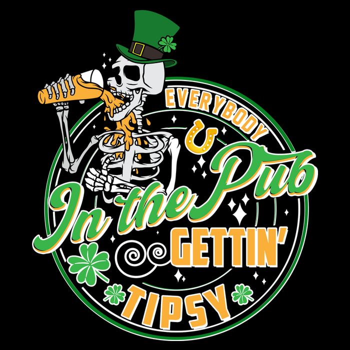 Funny St Patricks Day Everybody In The Pub Gettin Tipsy Skeleton Beer Baby Bodysuit