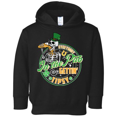 Funny St Patricks Day Everybody In The Pub Gettin Tipsy Skeleton Beer Toddler Hoodie
