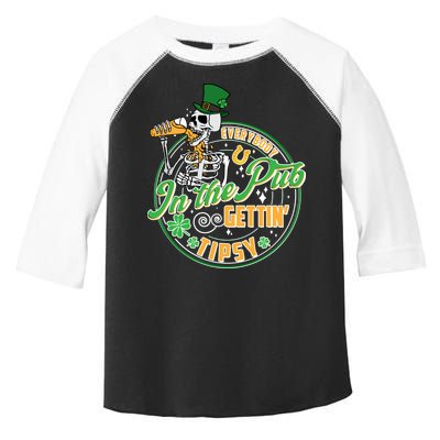 Funny St Patricks Day Everybody In The Pub Gettin Tipsy Skeleton Beer Toddler Fine Jersey T-Shirt