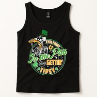 Funny St Patricks Day Everybody In The Pub Gettin Tipsy Skeleton Beer Tank Top