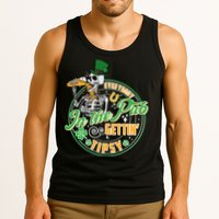 Funny St Patricks Day Everybody In The Pub Gettin Tipsy Skeleton Beer Tank Top