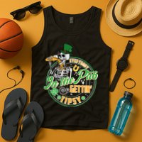 Funny St Patricks Day Everybody In The Pub Gettin Tipsy Skeleton Beer Tank Top