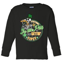 Funny St Patricks Day Everybody In The Pub Gettin Tipsy Skeleton Beer Toddler Long Sleeve Shirt