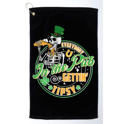 Funny St Patricks Day Everybody In The Pub Gettin Tipsy Skeleton Beer Golf Towel