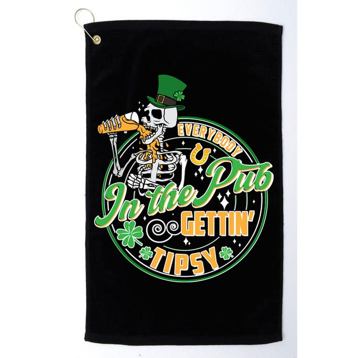 Funny St Patricks Day Everybody In The Pub Gettin Tipsy Skeleton Beer Golf Towel
