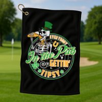 Funny St Patricks Day Everybody In The Pub Gettin Tipsy Skeleton Beer Golf Towel