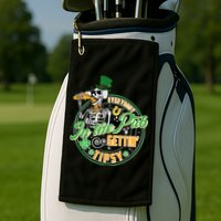 Funny St Patricks Day Everybody In The Pub Gettin Tipsy Skeleton Beer Golf Towel