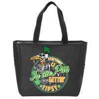 Funny St Patricks Day Everybody In The Pub Gettin Tipsy Skeleton Beer Zip Tote Bag