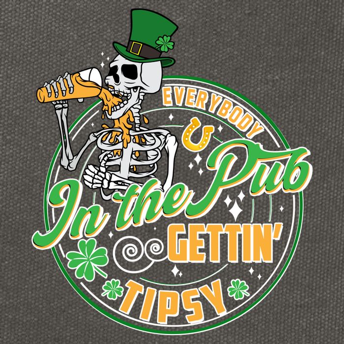 Funny St Patricks Day Everybody In The Pub Gettin Tipsy Skeleton Beer Cotton Canvas Backpack